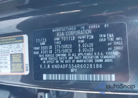 2024 Kia Ev9 Land from USA, damaged, VIN KNDADFS54R6028186